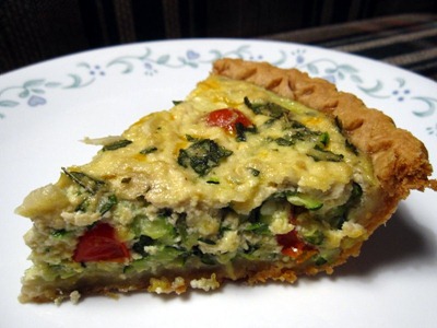 Zucchini, Basil, and Tomato Quiche