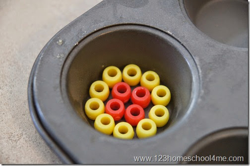 make patterns with pony beads right in the muffin pans make patterns with pony beads right in the muffin pans
