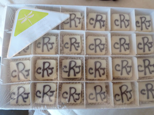The couple celebrated their newly joint monogram, with petit fours from Dragonfly Cakes.