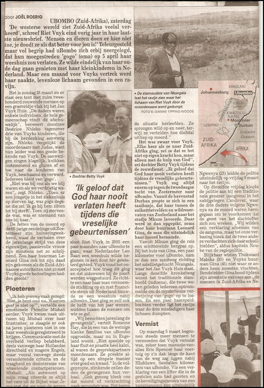 Vuyk Riet moord P2 Telegraaf Artikel Mar232012 Vuyk Riet moord P2 Telegraaf Artikel Mar232012