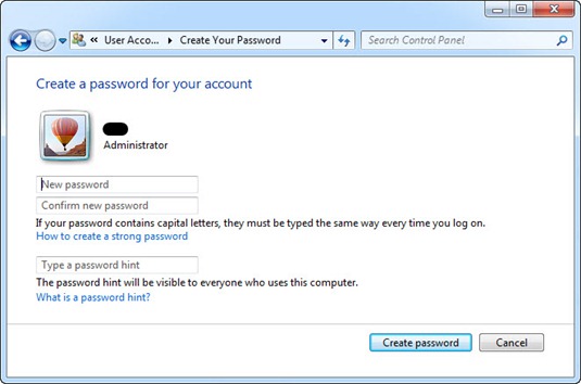 Memberi password pada akun user di Windows 7