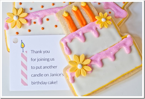 decorated birthday cake cookie party favors