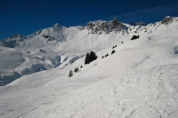 On the ski-lift in Switzerland, overlooking The Wall