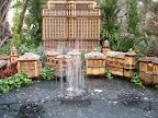 Miniature dancing fountains at the Bellagio Conservatory and Botanical Garden.