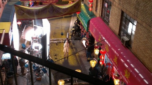 Emma Stone Arrives on The Amazing Spider-Man 2 Chinatown Set 03