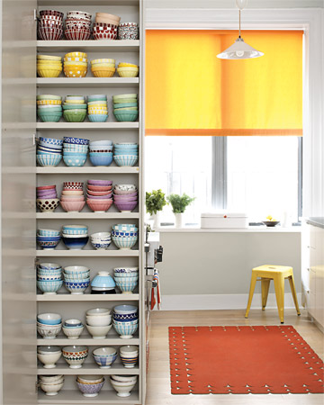 You are not limited to curtains or upholstery fabric when choosing patterns for your home. If the print on cafe au lait cups inspires you, group a collection and let it be the star in a kitchen bookshelf. You are not limited to curtains or upholstery fabric when choosing patterns for your home. If the print on cafe au lait cups inspires you, group a collection and let it be the star in a kitchen bookshelf.