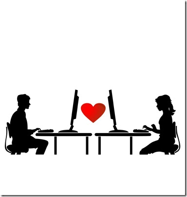 Two people communicate through the Internet. A vector illustration Two people communicate through the Internet. A vector illustration