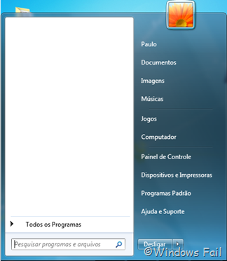 O menu Iniciar não exibe mais os programas abertos recentemente
