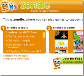 zondle  beta  – games to support learning