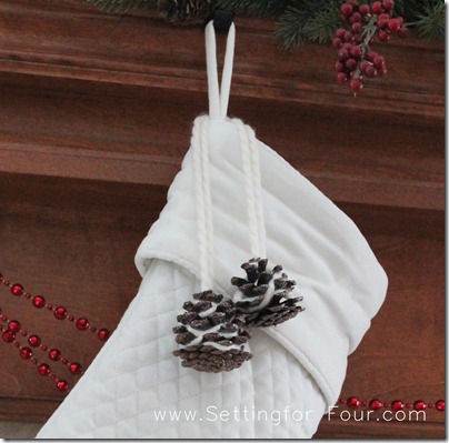 DIY Holiday Glitter Pinecone Pompoms from Setting for Four #diy #tutorial #glitter #glamour #pompom #pinecone #holiday #christmas