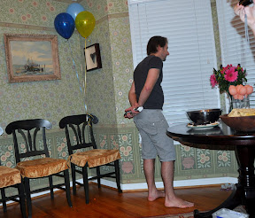 Waiting like an expectant father for Trish to arrive.