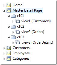 Master Detail Page with three new data views in individual containers after pasting. Master Detail Page with three new data views in individual containers after pasting.