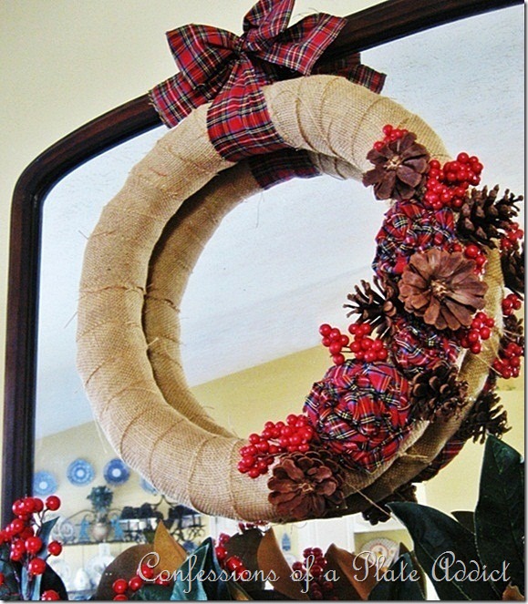 CONFESSIONS OF A PLATE ADDICT Burlap and Plaid Wreath CONFESSIONS OF A PLATE ADDICT Burlap and Plaid Wreath 3