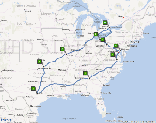 2013 trip map
