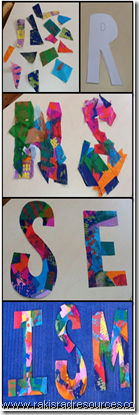 Creating Eric Carle collage letters at the International School of Morocco