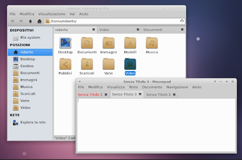 Xfce 4.12 - Thunar e Mousepad