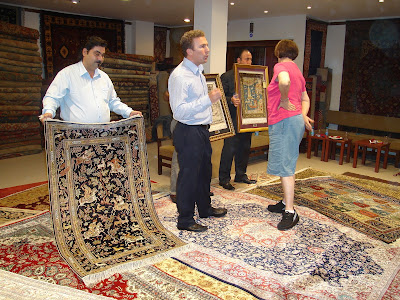 Day 4: Lucy having a close inspection on the lovely silk carpets