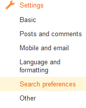 search preferences