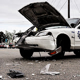 According to witnesses, a Paladin security guard traveling east on Richards Blvd., allegedly turned left in front of a west bound vehicle at the intersection of Richards Blvd and Vine St. No one was injured in the mishap. News_120403_PaladinCrash_RichardsAtVine_KG