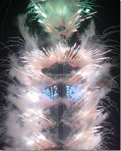Colourful fireworks explode from the country's tallest skyscraper Taipei 101 and light up the night sky as the country celebrates the start of 20121
