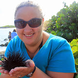 Natalie With One Of Calvin's Creepy Sea Critters - Philipsburg, St. Maarten