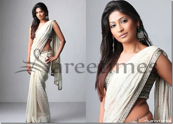 Vijaya_Lakshmi_White_Saree