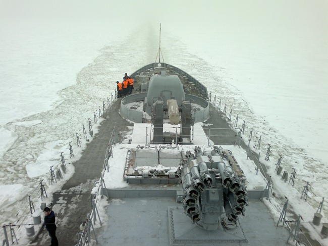 Talwar-Class Frigate [Krivak III class] INS Teg [F45] undergoing cold weather trials in Russia prior to being handed over to the Indian Navy