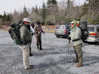 AngrySparrow, NCPatrick, BankheadBoy and Slowhike get ready to hike to Wise shelter