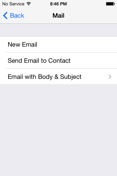 Launch Center Pro Mail screen