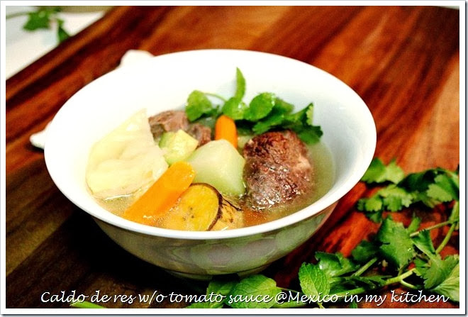 Caldo de res, Mexican beef and vegetables soup a traditional dish.