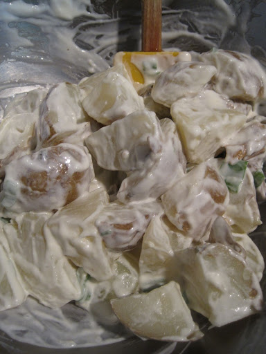 The Basic Potato Salad was simple to put together, so Sandy brought in a delicious pickle creation to add in some extra flavor.