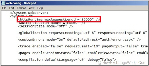 maxrequestlength size limit exchange versions