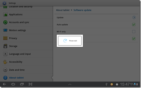 Samsung Galaxy Tab 10.1 Firmware Update - Finish download and start install