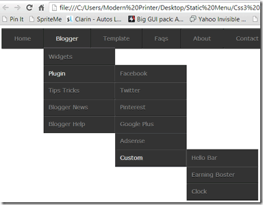 Multi Level Menu Preview in chrome Chrome_preview