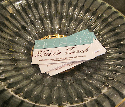 I just love the vintage dish that the store's business cards sit in.