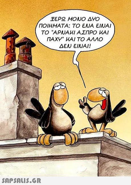 ΕΡ ΜΟΝΟ ΔΥΟ ΠΟΙΗΜΑΤΑ: ΤΟ ΕΝΑ ΕΙΝΑΙ ΤΟ ΑΡΝΑΚΙ ΑΣΠΡΟ ΚΑΙ ΠΑΧΥ ΚΑΙ ΤΟ ΑΛΛΟ ΔΕΝ ΕΙΝΑΙ! 