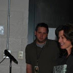 Backstage: Peter Stirba, member of Amy's crew, and Amy Grant
