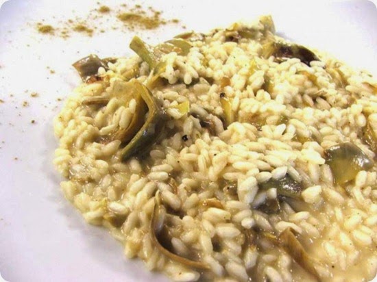 Risotto ai carciofi con riduzione di liquirizia