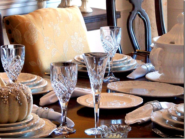 Alex photos & Bling White Pumpkin Tablescape 1650