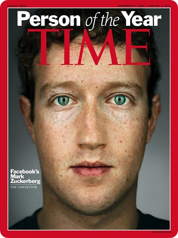 In this image released by Time Magazine, Wednesday, Dec. 15, 2010, is the cover for Time's 2010 "Person of the Year," Facebook founder and CEO Mark Zuckerberg. (AP Photo/Time Magazine)