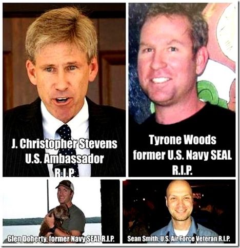 Chris Stevens, Glen Doherty, Tyrone Woods, Sean Smith Chris Stevens, Glen Doherty, Tyrone Woods, Sean Smith