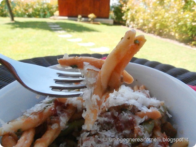 fusilli pasta pomodoro pecorini sarde melanzane