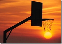 Basketball hoop and sunset Basketball hoop and sunset