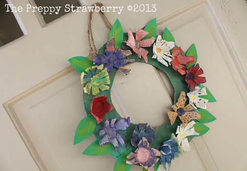 Recycled Egg Carton Wreath {The Preppy Strawberry}