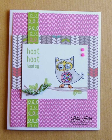 Laughing Lola and Owls CTMH stamp set  with Topiary Mini-Chevron Ribbon