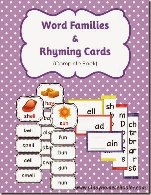 Word Families and Rhyming Cards Complete Learning Pack