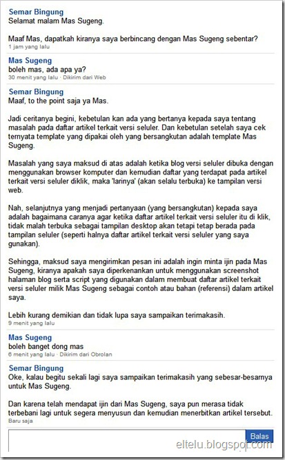 Screenshot Perbincangan Melalui Pesan Facebook Dengan Mas Sugeng Screenshot Perbincangan Melalui Pesan Facebook Dengan Mas Sugeng