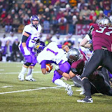 Alex Shaw gets a tackle early in the game.