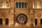 Notre Dame's facade at night