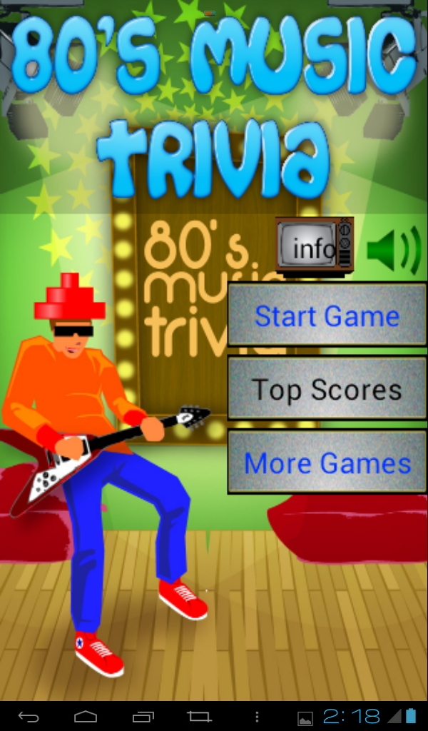 Android application 80s Music Trivia screenshort